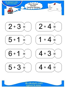 Çocuklar İçin toplam işlemi yaprak testleri 